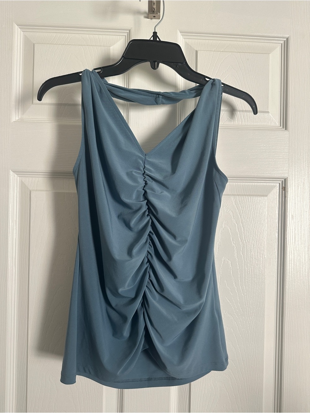 Anthropologie Slate Blue Ruched Halter Cami - Picture 3 of 8